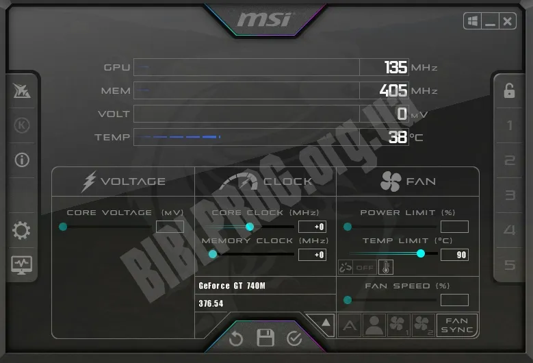 Скриншот MSI Afterburner