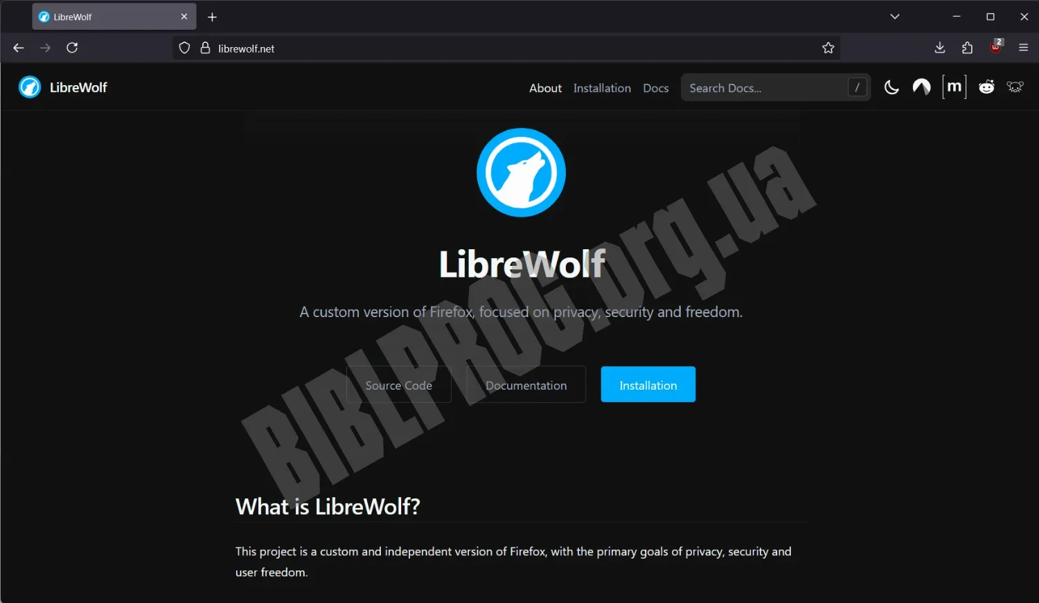 Скриншот LibreWolf