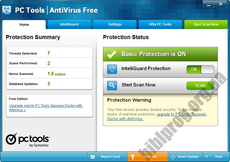 Скриншот PC Tools AntiVirus Free