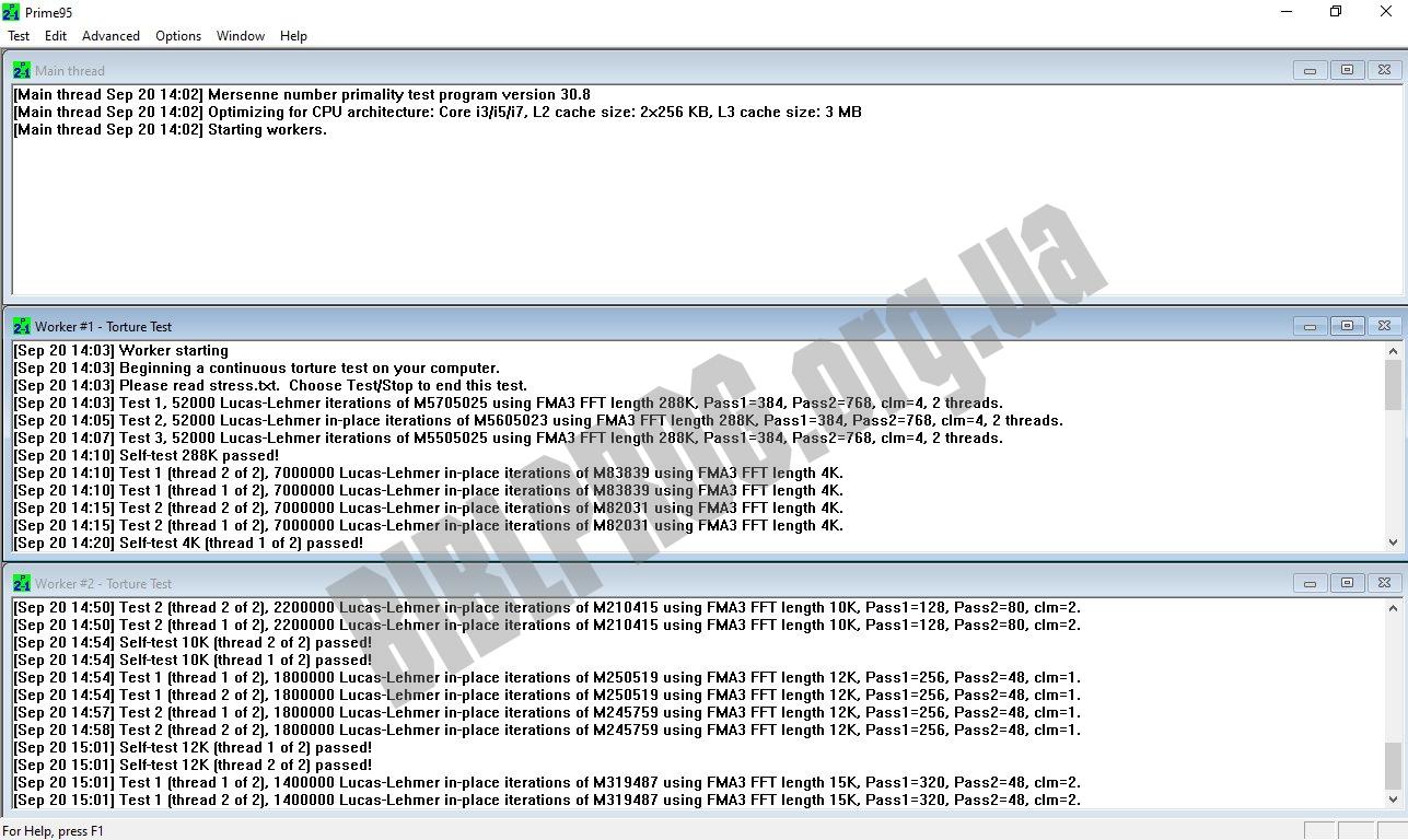 Скриншот Prime95
