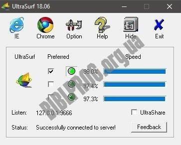 Скриншот UltraSurf